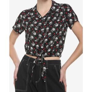 Skelanimals Button Up Front Tie Shirt size Small
